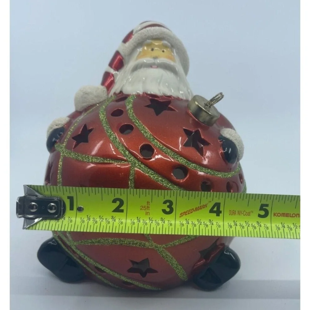 Santa Red Big Belly LED Light Up Ball Ornament Large 4.5